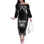Aotearoa Toitu Te Tiriti Off The Shoulder Long Sleeve Dress No Kiwi Without Iwi