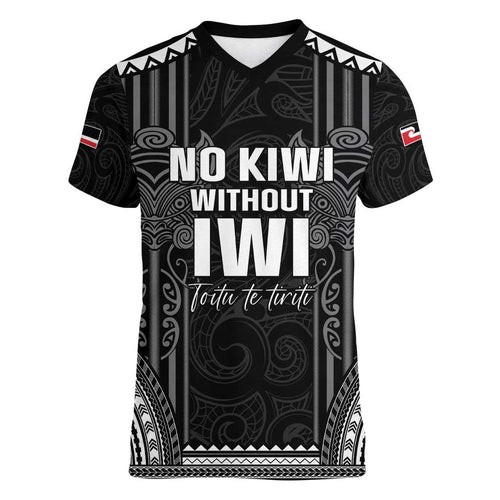 Aotearoa Toitu Te Tiriti Women V-Neck T-Shirt No Kiwi Without Iwi