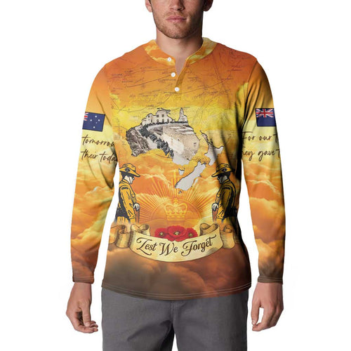 New Zealand And Australia ANZAC Day Button Sweatshirt Sinai Palestine Campaign Lest We Forget