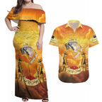 New Zealand And Australia ANZAC Day Couples Matching Off Shoulder Maxi Dress and Hawaiian Shirt Sinai Palestine Campaign Lest We Forget