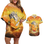 New Zealand And Australia ANZAC Day Couples Matching Off Shoulder Short Dress and Hawaiian Shirt Sinai Palestine Campaign Lest We Forget