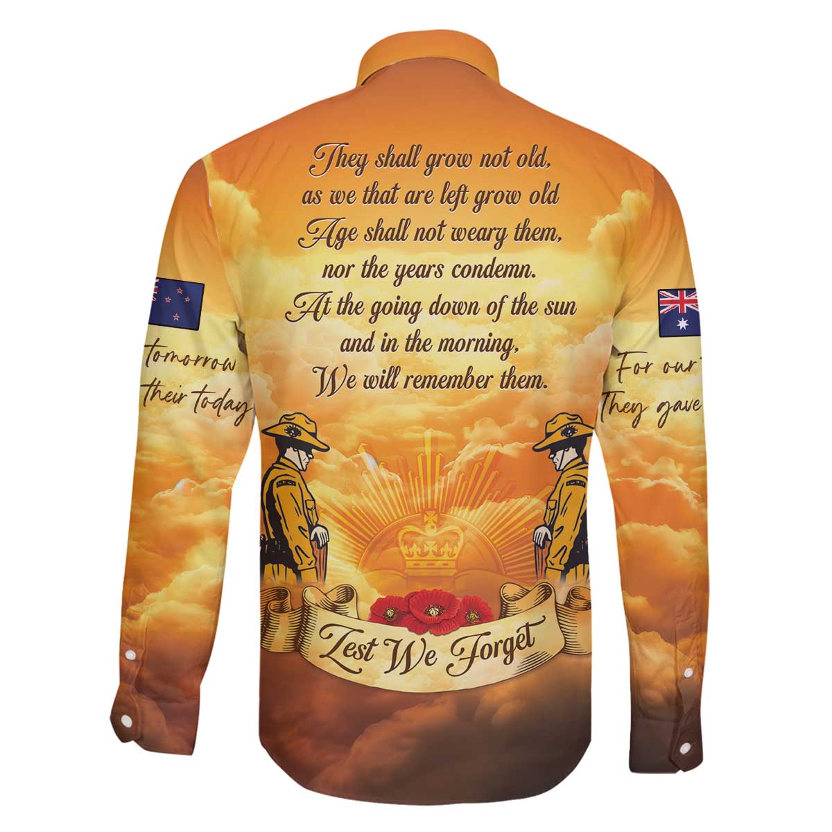 New Zealand And Australia ANZAC Day Family Matching Off The Shoulder Long Sleeve Dress and Hawaiian Shirt Sinai Palestine Campaign Lest We Forget