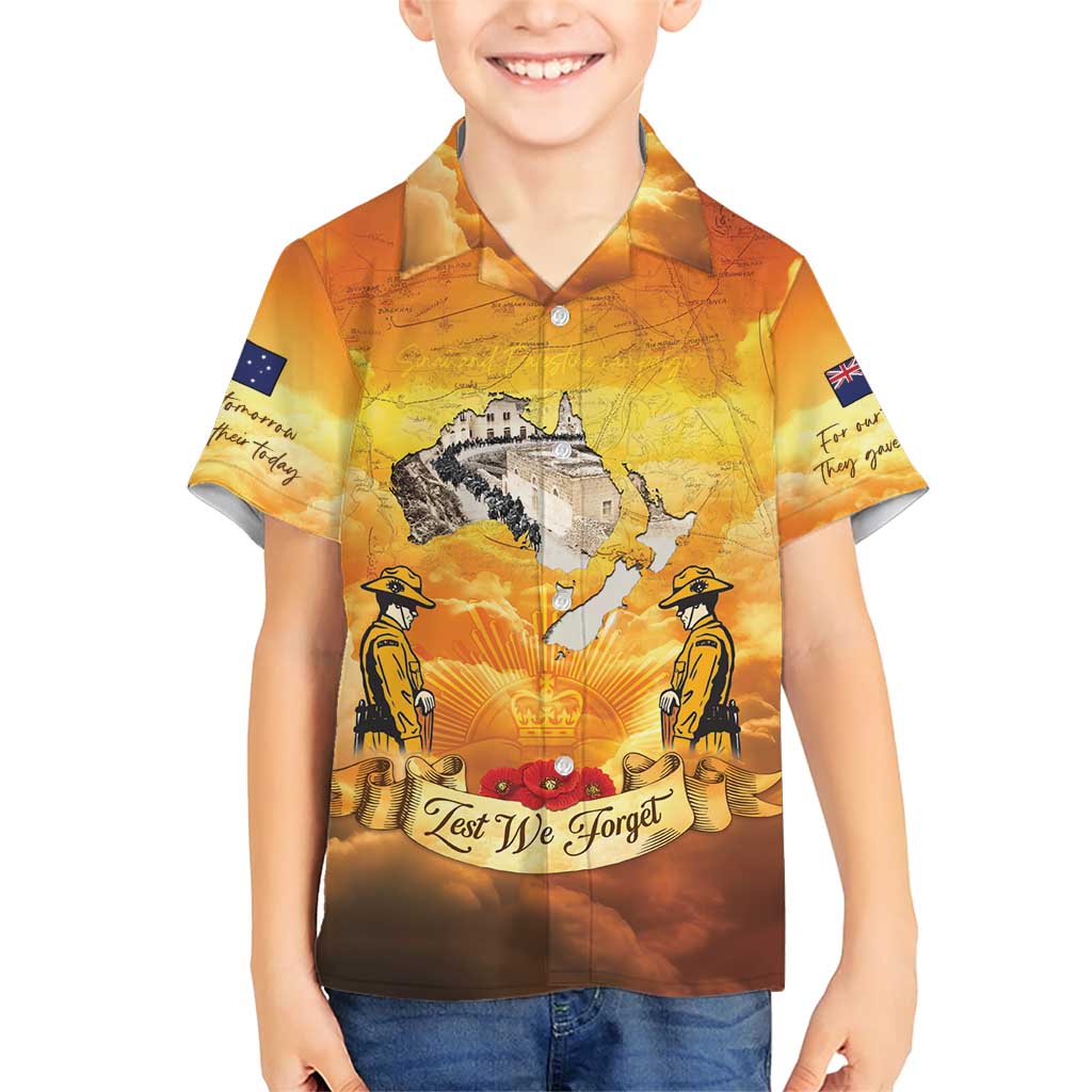 New Zealand And Australia ANZAC Day Family Matching Short Sleeve Bodycon Dress and Hawaiian Shirt Sinai Palestine Campaign Lest We Forget