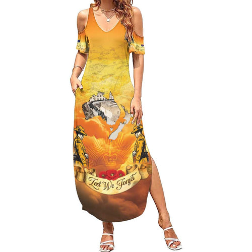 New Zealand And Australia ANZAC Day Family Matching Summer Maxi Dress and Hawaiian Shirt Sinai Palestine Campaign Lest We Forget