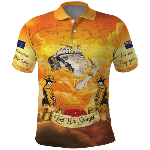 New Zealand And Australia ANZAC Day Polo Shirt Sinai Palestine Campaign Lest We Forget
