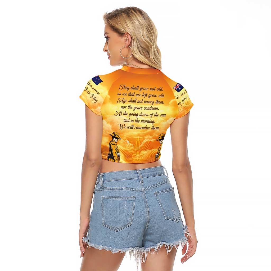 New Zealand And Australia ANZAC Day Raglan Cropped T Shirt Sinai Palestine Campaign Lest We Forget