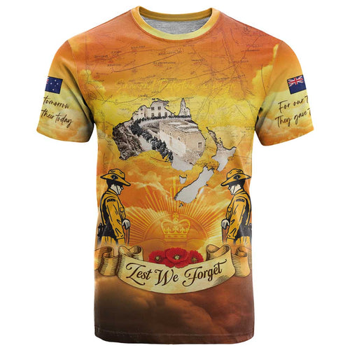New Zealand And Australia ANZAC Day T Shirt Sinai Palestine Campaign Lest We Forget