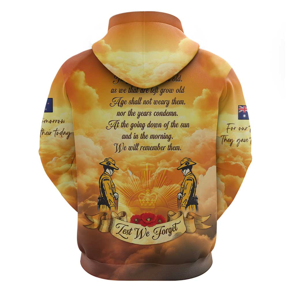New Zealand And Australia ANZAC Day Zip Hoodie Sinai Palestine Campaign Lest We Forget
