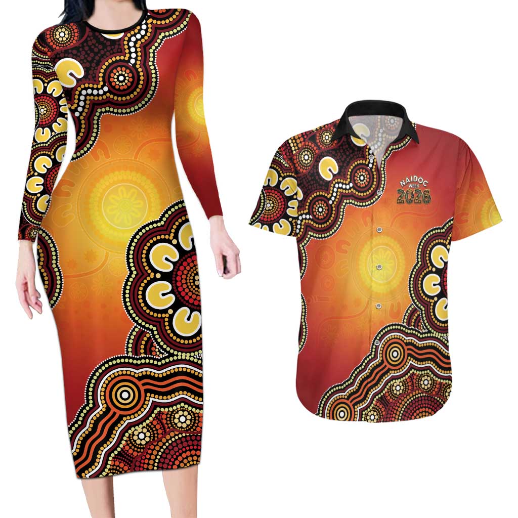 Australia Indigenous NAIDOC Week 2026 Couples Matching Long Sleeve Bodycon Dress and Hawaiian Shirt 50 Years Of Deadly