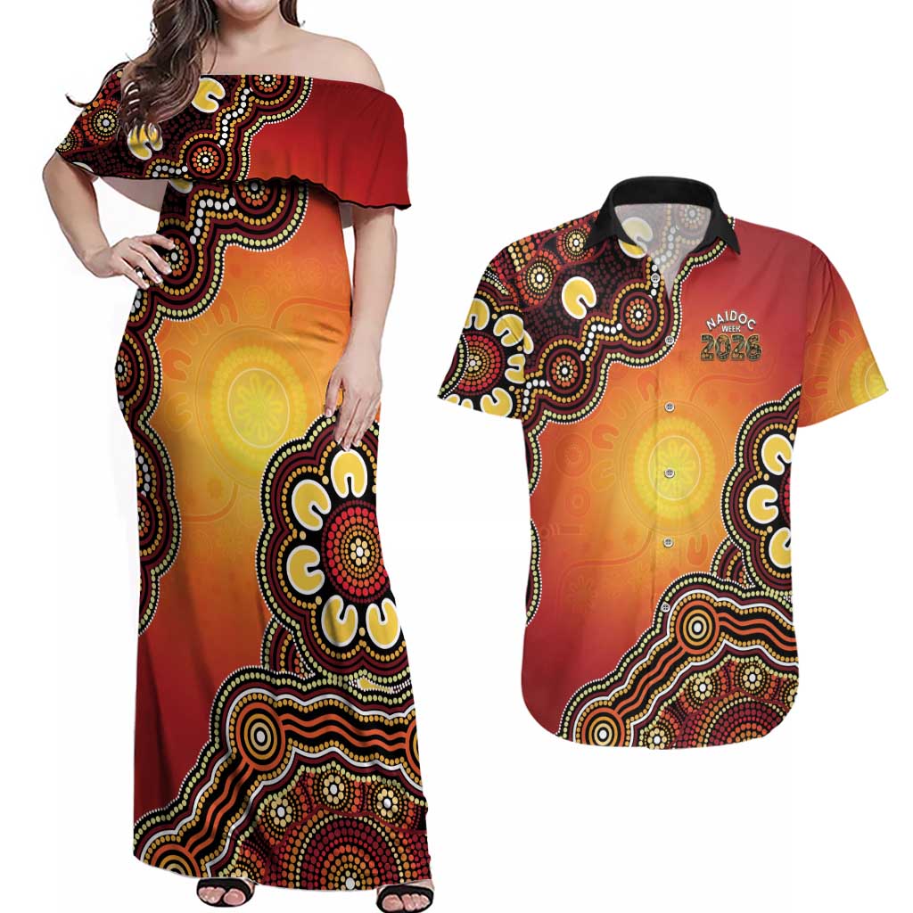 Australia Indigenous NAIDOC Week 2026 Couples Matching Off Shoulder Maxi Dress and Hawaiian Shirt 50 Years Of Deadly