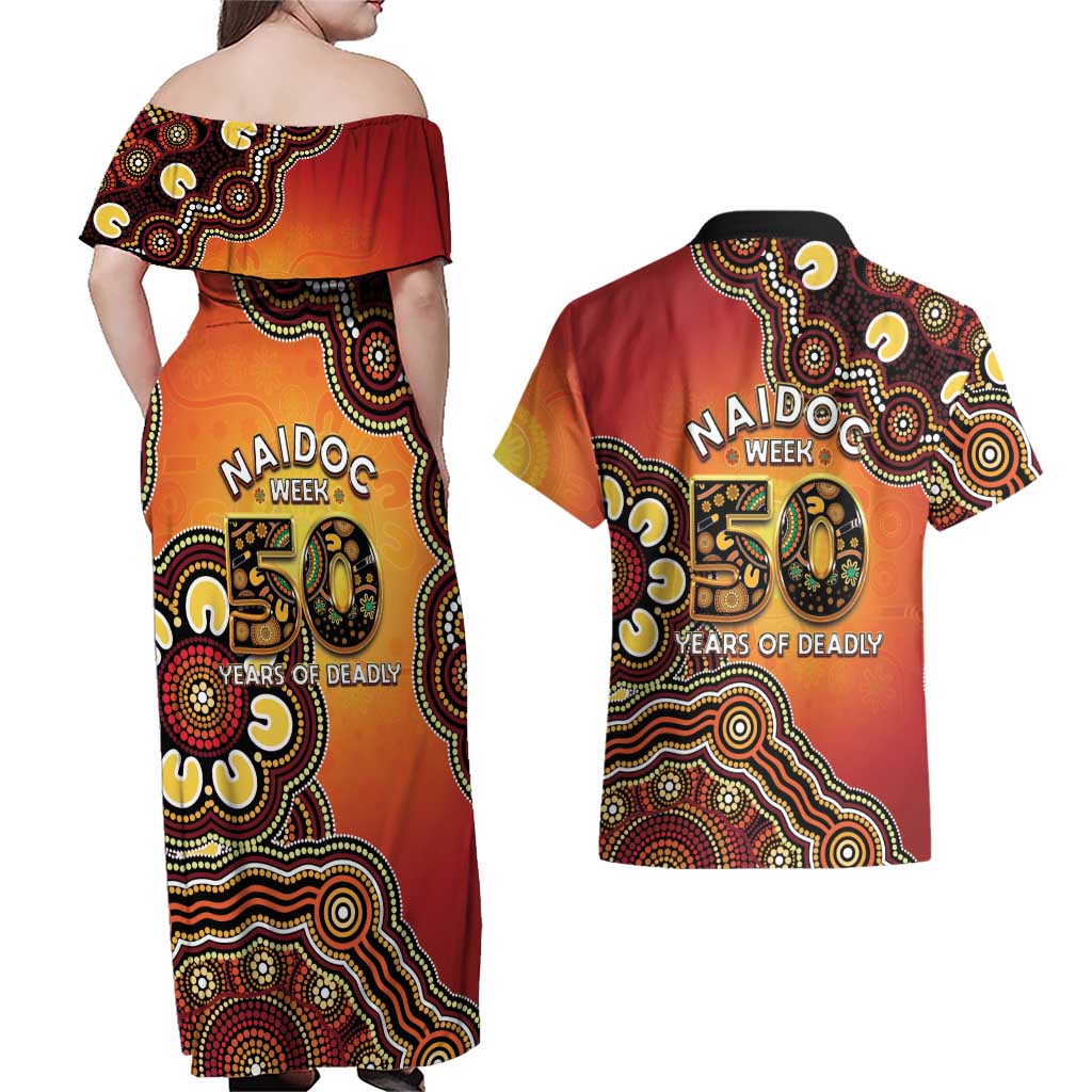 Australia Indigenous NAIDOC Week 2026 Couples Matching Off Shoulder Maxi Dress and Hawaiian Shirt 50 Years Of Deadly