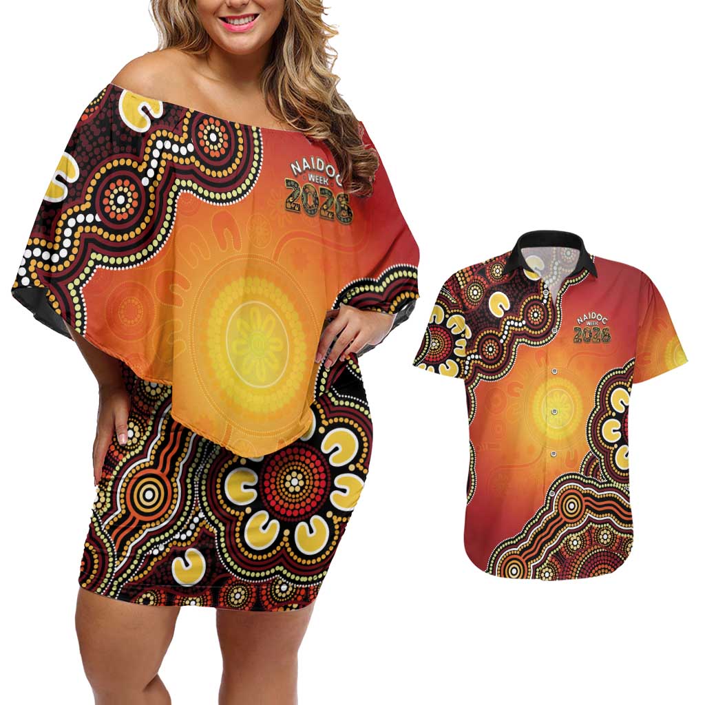 Australia Indigenous NAIDOC Week 2026 Couples Matching Off Shoulder Short Dress and Hawaiian Shirt 50 Years Of Deadly