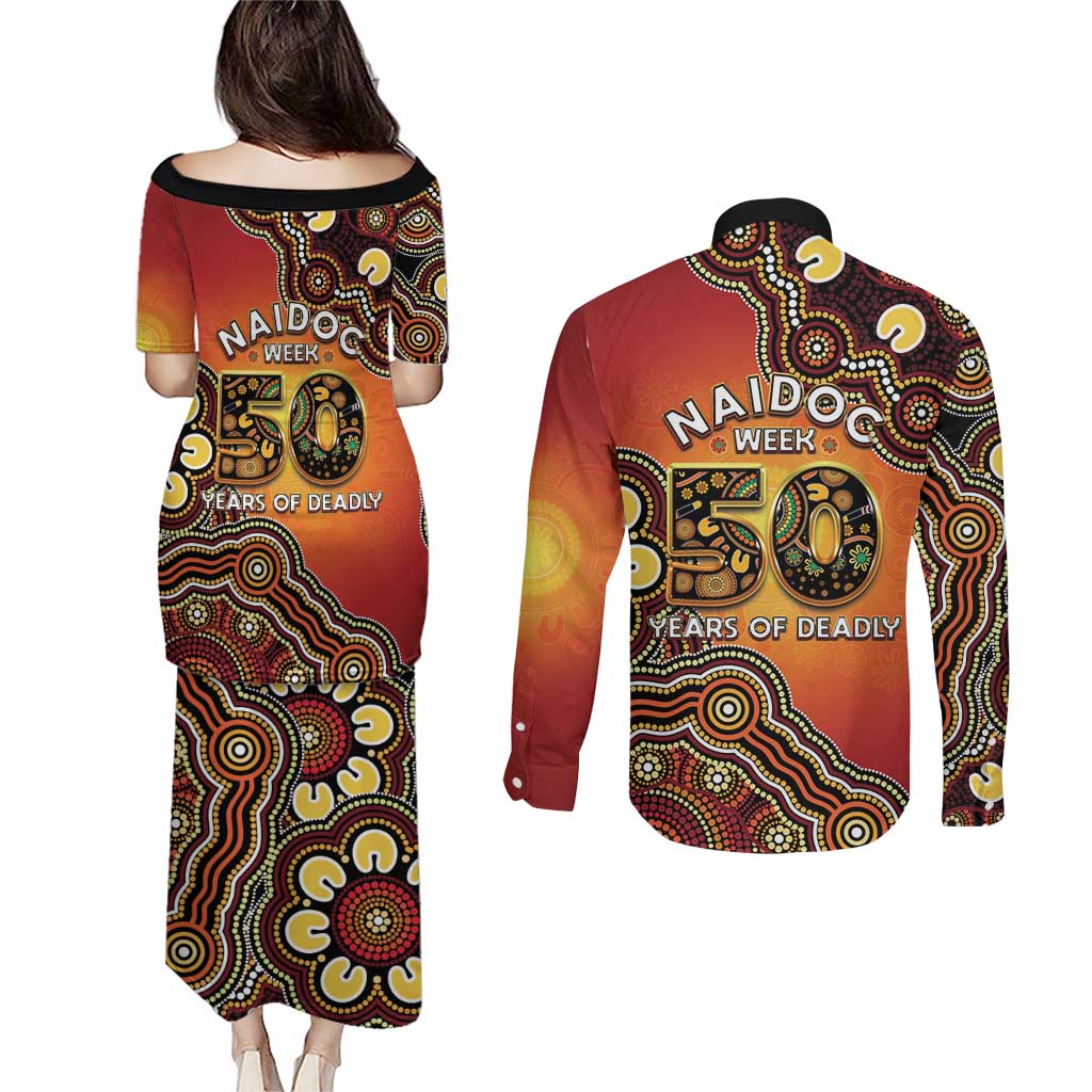 Australia Indigenous NAIDOC Week 2026 Couples Matching Puletasi and Long Sleeve Button Shirt 50 Years Of Deadly