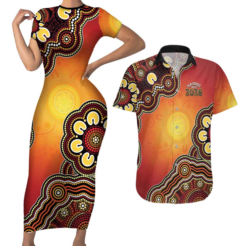 Australia Indigenous NAIDOC Week 2026 Couples Matching Short Sleeve Bodycon Dress and Hawaiian Shirt 50 Years Of Deadly