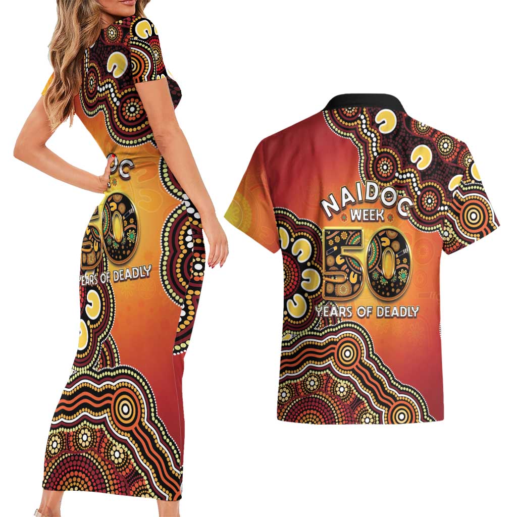 Australia Indigenous NAIDOC Week 2026 Couples Matching Short Sleeve Bodycon Dress and Hawaiian Shirt 50 Years Of Deadly
