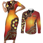 Australia Indigenous NAIDOC Week 2026 Couples Matching Short Sleeve Bodycon Dress and Long Sleeve Button Shirt 50 Years Of Deadly