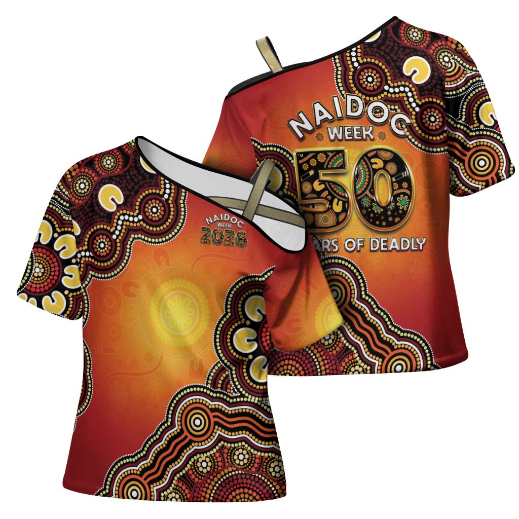 Australia Indigenous NAIDOC Week 2026 Cross Shoulder Shirt 50 Years Of Deadly