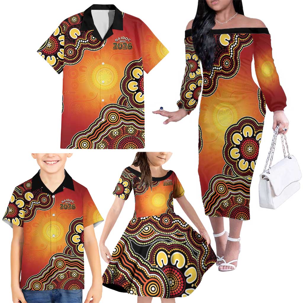 Australia Indigenous NAIDOC Week 2026 Family Matching Off The Shoulder Long Sleeve Dress and Hawaiian Shirt 50 Years Of Deadly