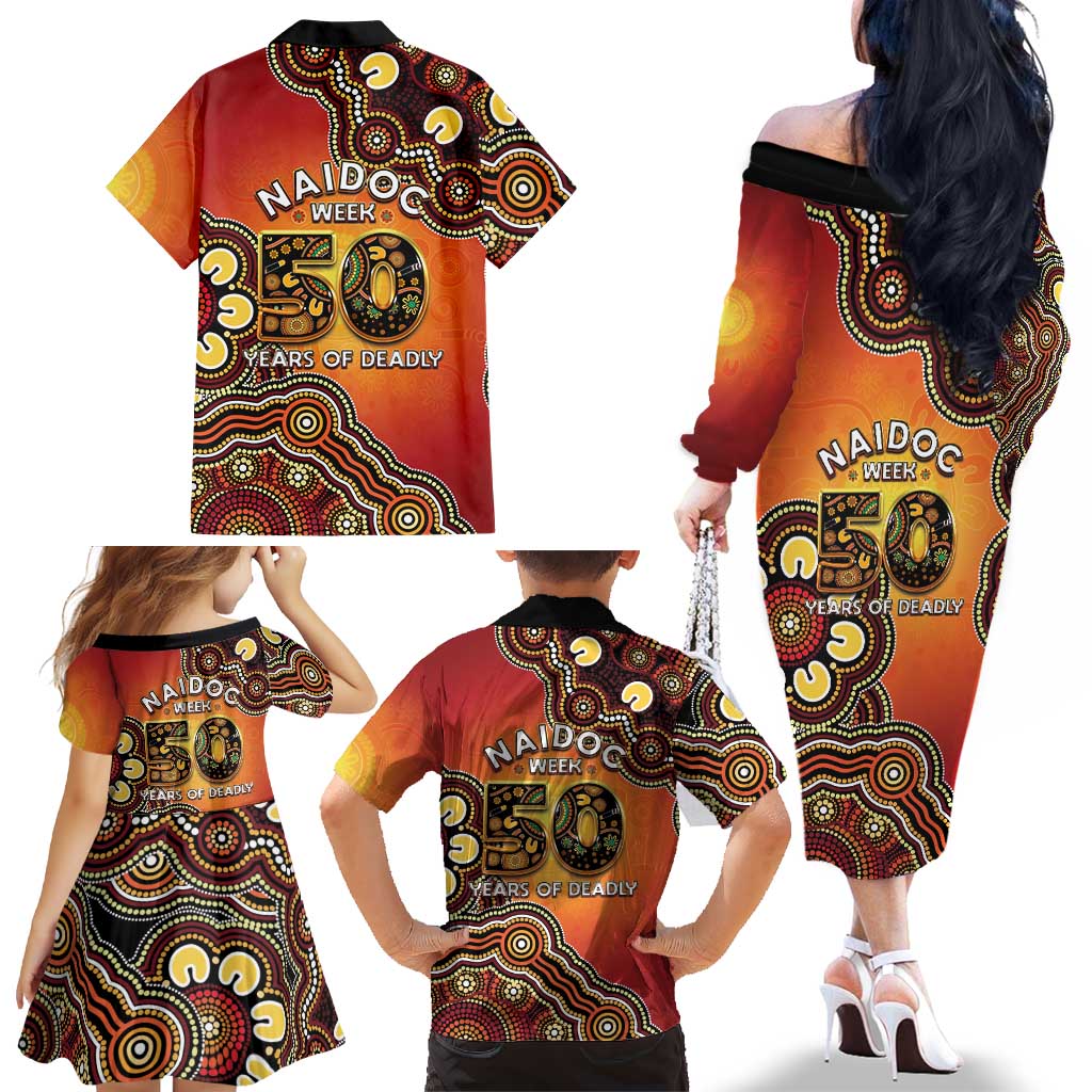 Australia Indigenous NAIDOC Week 2026 Family Matching Off The Shoulder Long Sleeve Dress and Hawaiian Shirt 50 Years Of Deadly
