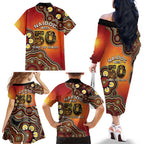 Australia Indigenous NAIDOC Week 2026 Family Matching Off The Shoulder Long Sleeve Dress and Hawaiian Shirt 50 Years Of Deadly
