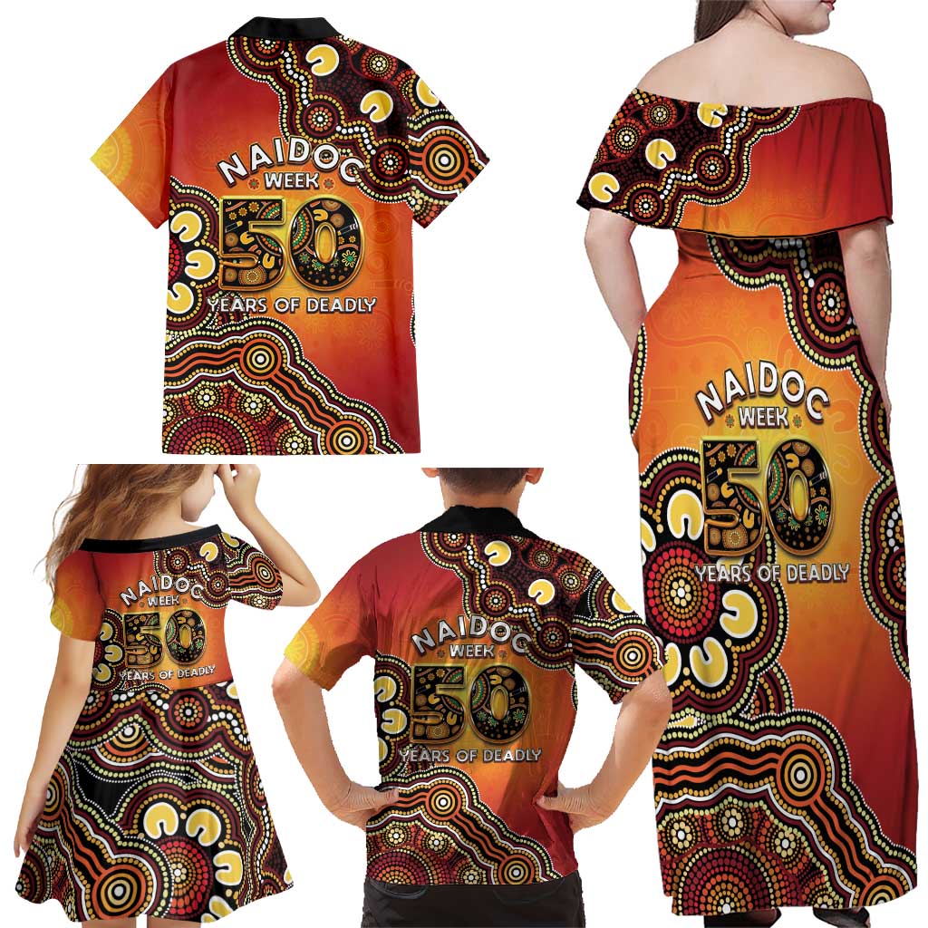 Australia Indigenous NAIDOC Week 2026 Family Matching Off Shoulder Maxi Dress and Hawaiian Shirt 50 Years Of Deadly