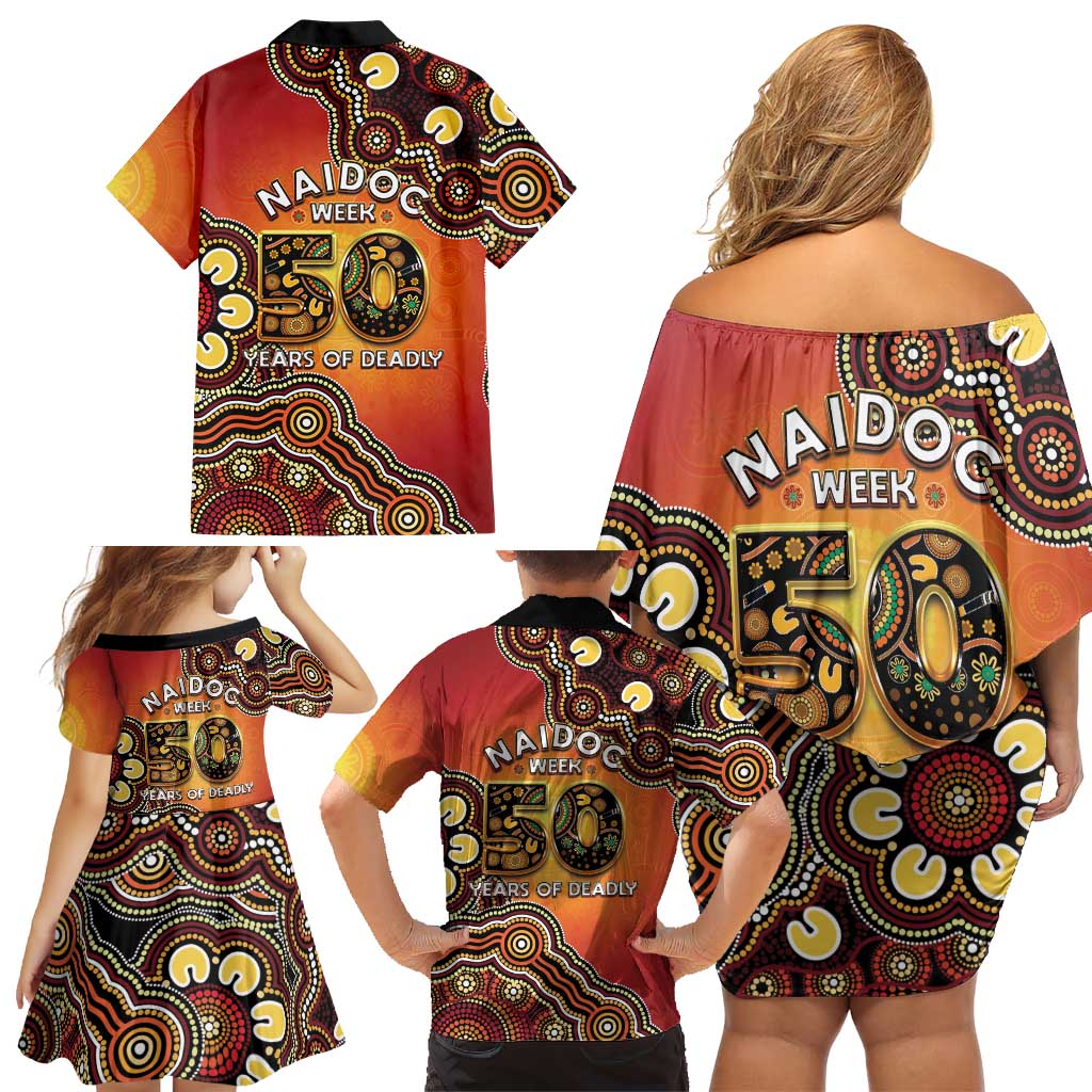 Australia Indigenous NAIDOC Week 2026 Family Matching Off Shoulder Short Dress and Hawaiian Shirt 50 Years Of Deadly