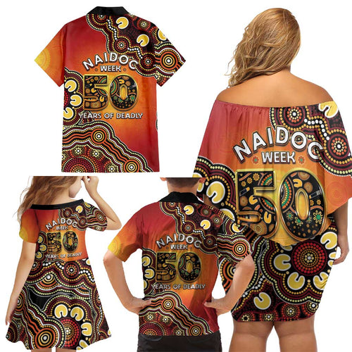 Australia Indigenous NAIDOC Week 2026 Family Matching Off Shoulder Short Dress and Hawaiian Shirt 50 Years Of Deadly