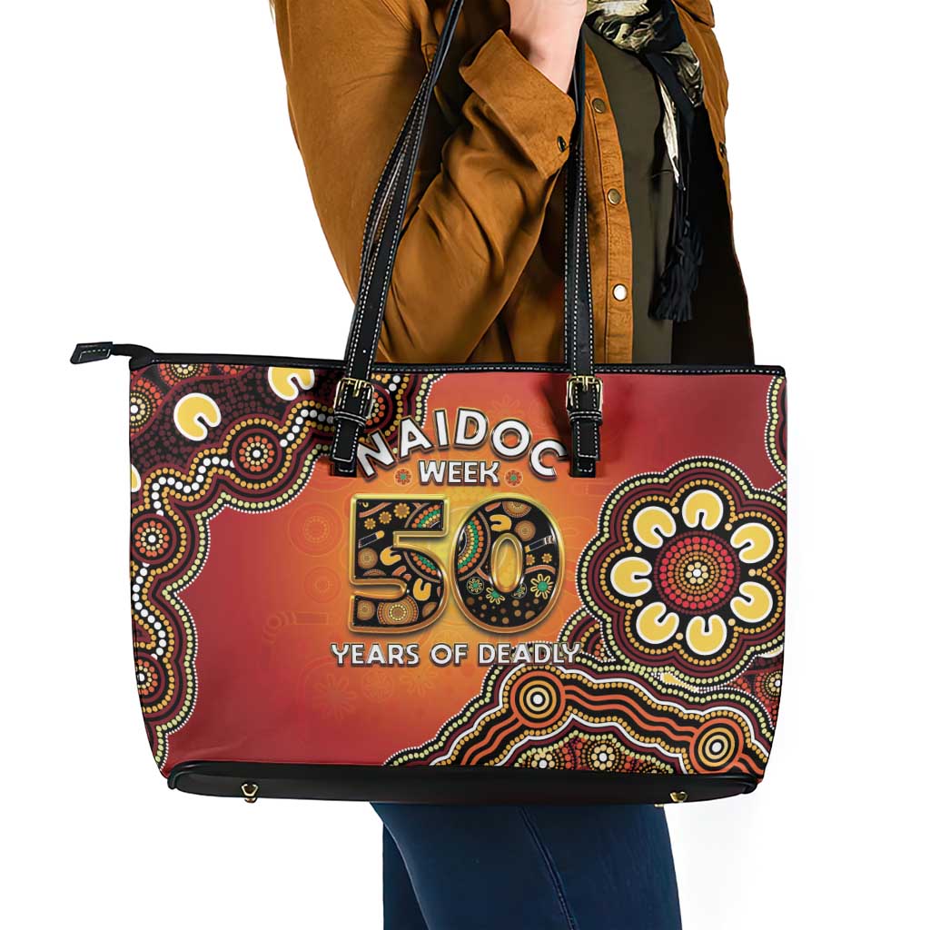Australia Indigenous NAIDOC Week 2026 Leather Tote Bag 50 Years Of Deadly