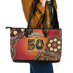 Australia Indigenous NAIDOC Week 2026 Leather Tote Bag 50 Years Of Deadly