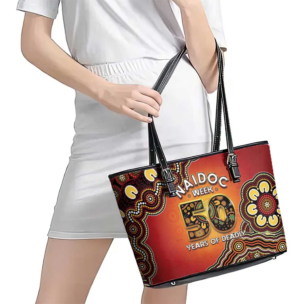 Australia Indigenous NAIDOC Week 2026 Leather Tote Bag 50 Years Of Deadly
