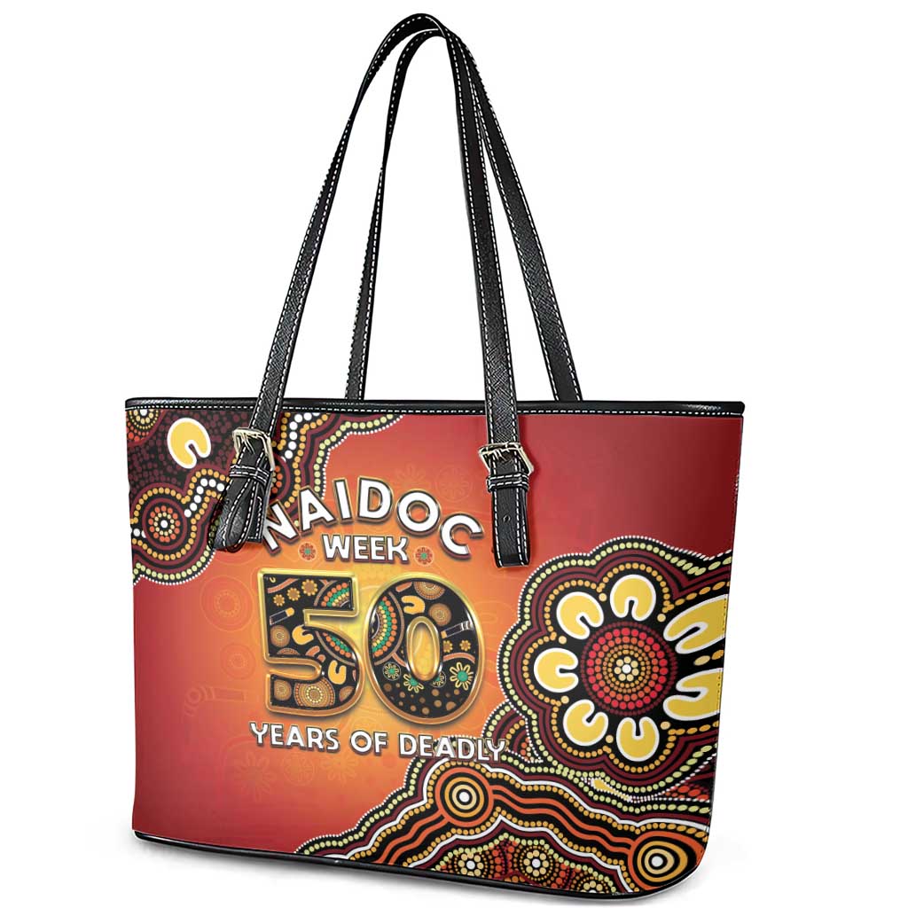 Australia Indigenous NAIDOC Week 2026 Leather Tote Bag 50 Years Of Deadly