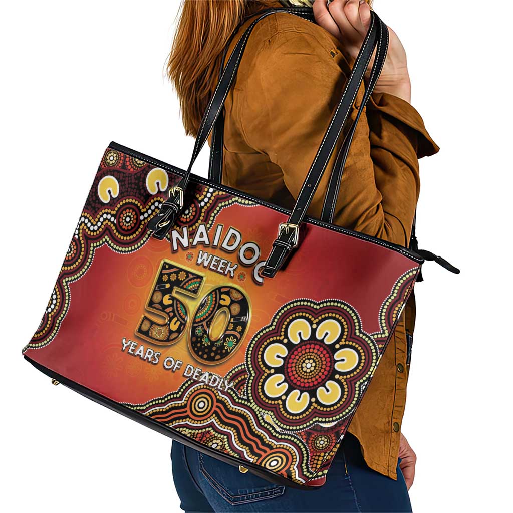 Australia Indigenous NAIDOC Week 2026 Leather Tote Bag 50 Years Of Deadly