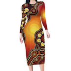Australia Indigenous NAIDOC Week 2026 Long Sleeve Bodycon Dress 50 Years Of Deadly