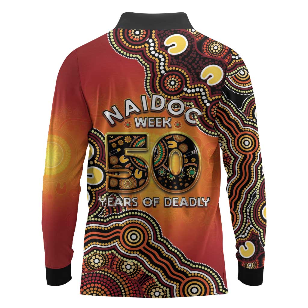Australia Indigenous NAIDOC Week 2026 Long Sleeve Polo Shirt 50 Years Of Deadly