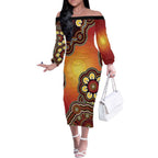 Australia Indigenous NAIDOC Week 2026 Off The Shoulder Long Sleeve Dress 50 Years Of Deadly