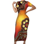 Australia Indigenous NAIDOC Week 2026 Short Sleeve Bodycon Dress 50 Years Of Deadly