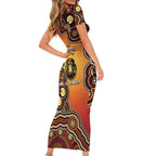Australia Indigenous NAIDOC Week 2026 Short Sleeve Bodycon Dress 50 Years Of Deadly