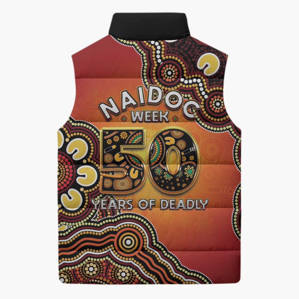 Australia Indigenous NAIDOC Week 2026 Sleeveless Puffer Jacket 50 Years Of Deadly