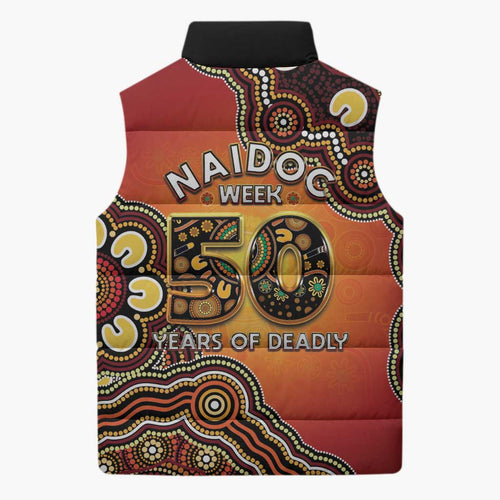 Australia Indigenous NAIDOC Week 2026 Sleeveless Puffer Jacket 50 Years Of Deadly