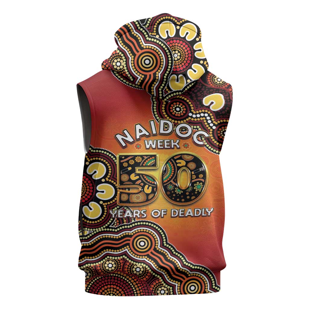 Australia Indigenous NAIDOC Week 2026 Sleeveless Zip Hoodie 50 Years Of Deadly