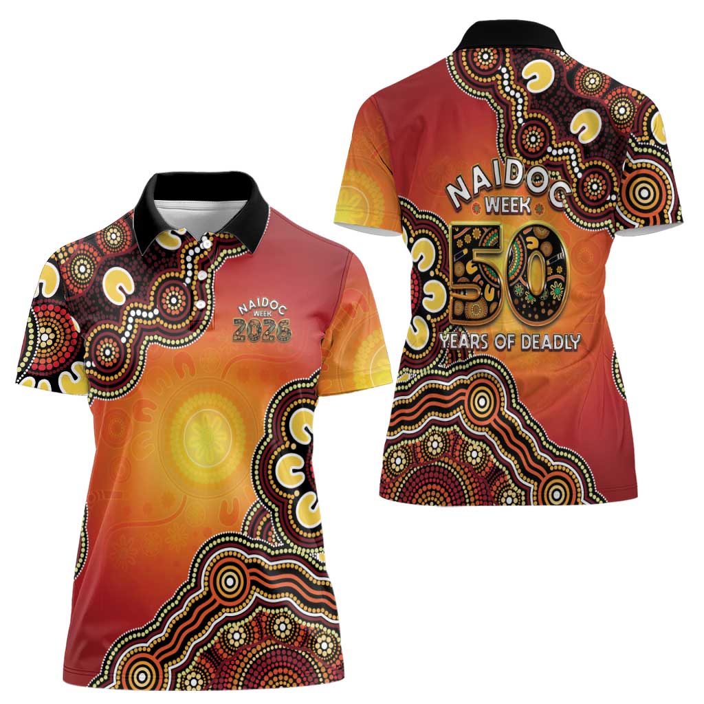 Australia Indigenous NAIDOC Week 2026 Women Polo Shirt 50 Years Of Deadly