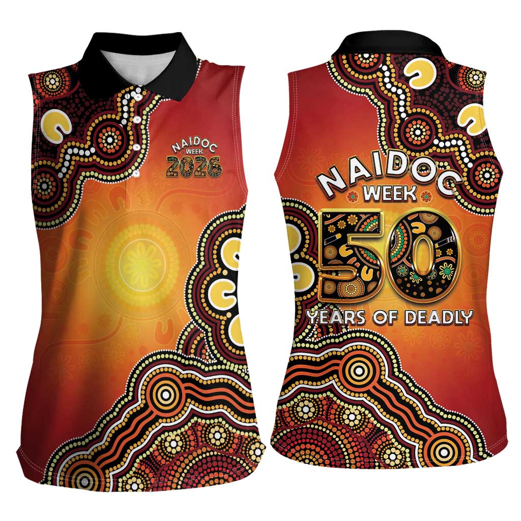Australia Indigenous NAIDOC Week 2026 Women Sleeveless Polo Shirt 50 Years Of Deadly