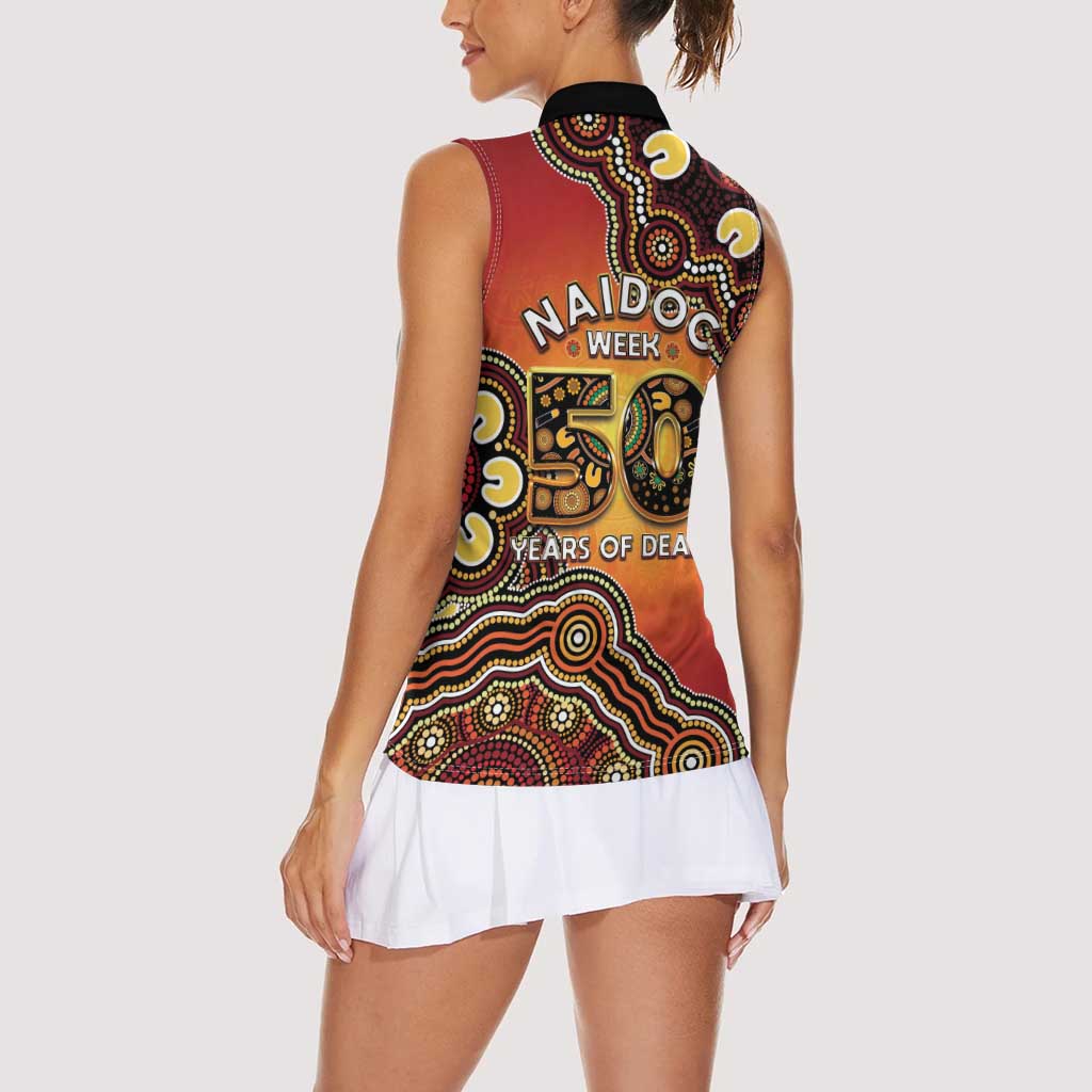 Australia Indigenous NAIDOC Week 2026 Women Sleeveless Polo Shirt 50 Years Of Deadly