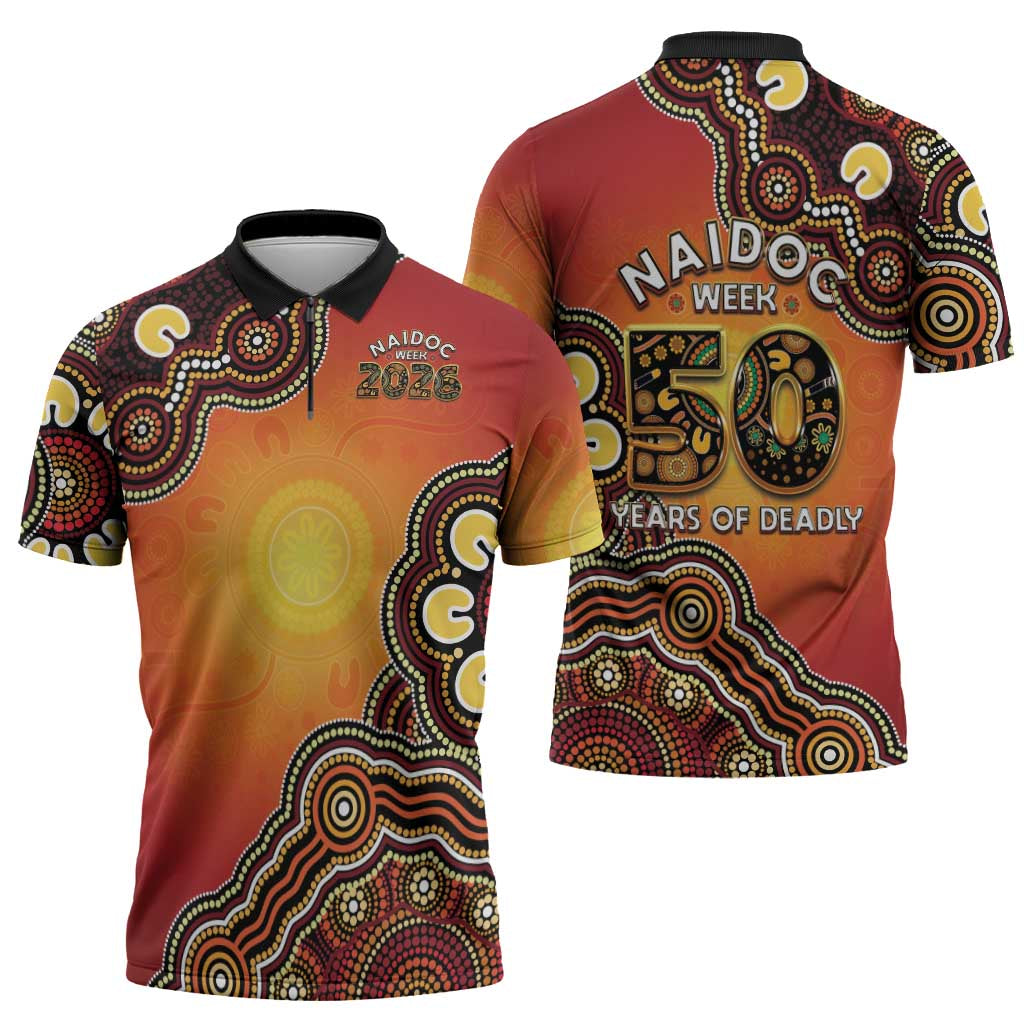 Australia Indigenous NAIDOC Week 2026 Zipper Polo Shirt 50 Years Of Deadly