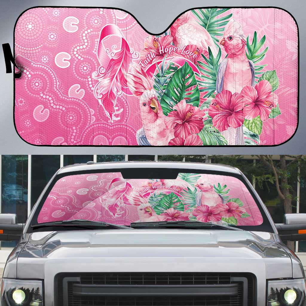 Australia Cockatoos Breast Cancer Auto Sun Shade Faith Hope Love
