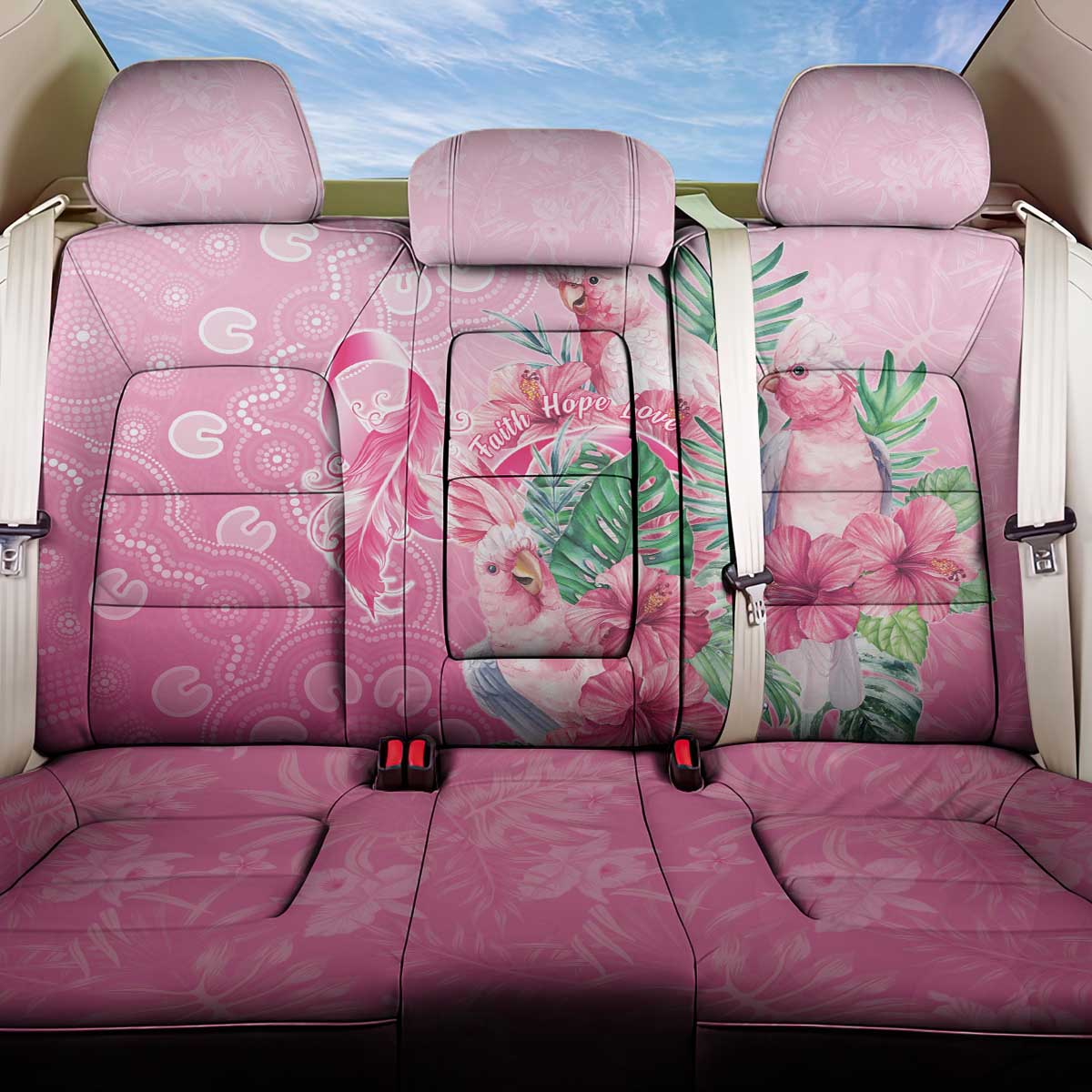 Australia Cockatoos Breast Cancer Back Car Seat Cover Faith Hope Love