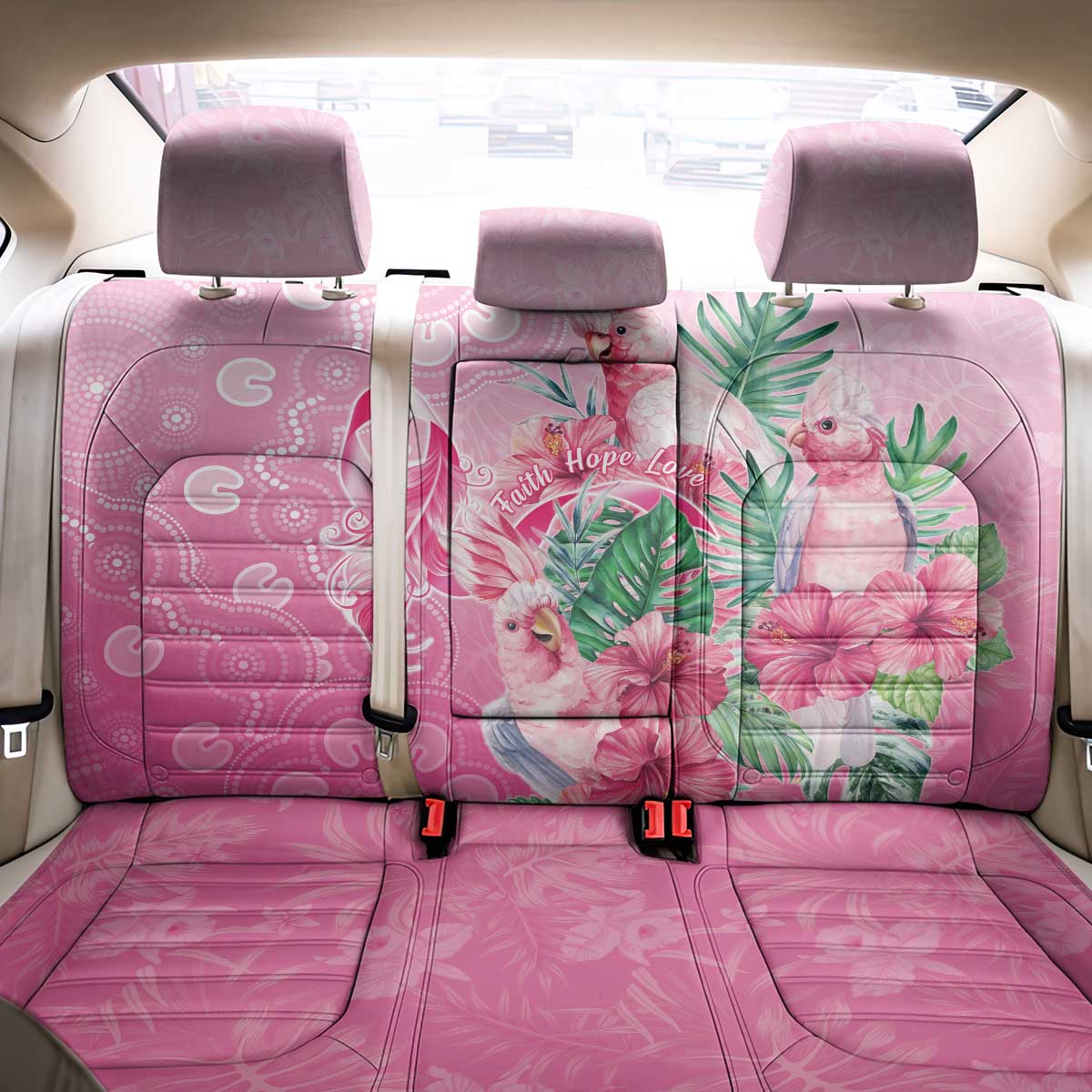 Australia Cockatoos Breast Cancer Back Car Seat Cover Faith Hope Love
