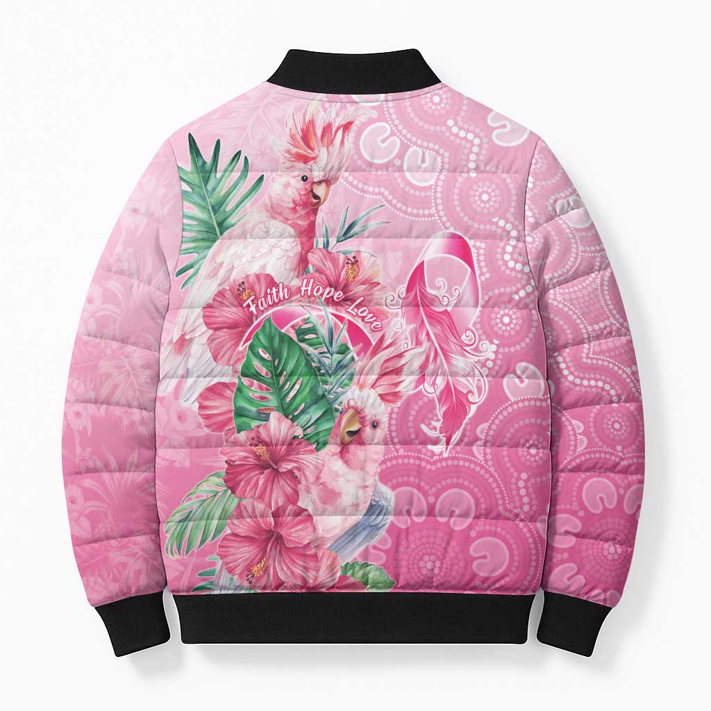 Australia Cockatoos Breast Cancer Bomber Puffer Jacket Faith Hope Love