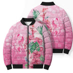 Australia Cockatoos Breast Cancer Bomber Puffer Jacket Faith Hope Love