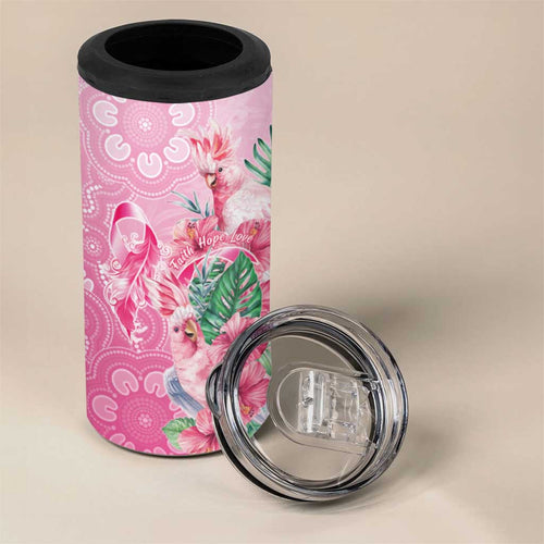 Australia Cockatoos Breast Cancer 4 in 1 Can Cooler Tumbler Faith Hope Love